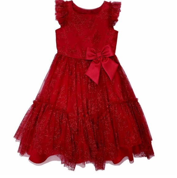 Jona Michelle Other - RED RUFFLE FLUTTER SLEEVE PARTY DRESS 3 4 5